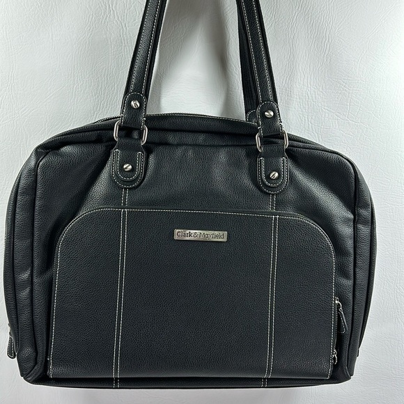 Clark & Mayfield Black Leather Laptop Bag - Picture 1 of 8